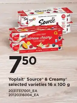 Loblaws YOPLAIT SOURCE & CREAMY , 16 x 100 g offer