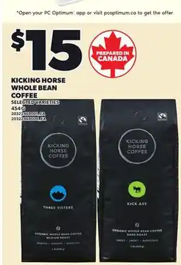 Loblaws KICKING HORSE WHOLE BEAN COFFEE, 454 G offer