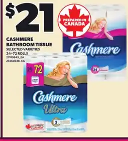 Loblaws CASHMERE BATHROOM TISSUE, 24=72 ROLLS offer