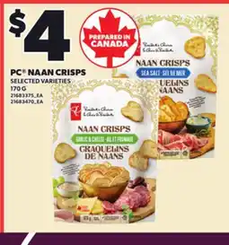 Loblaws PC NAAN CRISPS, 170 G offer