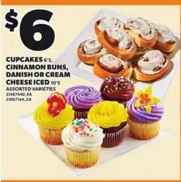 Loblaws CUPCAKES, 6'S, CINNAMON BUNS, DANISH OR CREAM CHEESE ICED, 10'S offer