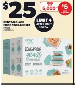 Loblaws BENTGO GLASS FOOD STORAGE SET, 8 PIECE offer