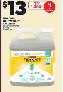 Loblaws TIDY CATS LIGHT WEIGHT CAT LITTER, 2.72 KG offer