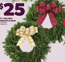 Loblaws PC HOLIDAY WREATH & BOW, 22 INCHES offer