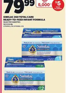 Loblaws SIMILAC 360 TOTAL CARE READY-TO-FEED INFANT FORMULA, 16 X 235 ML offer