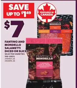 Loblaws FANTINO AND MONDELLO SALAMETTI DICED OR SLICED, 100-200 G offer