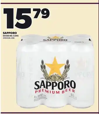 Loblaws SAPPORO, 6X500 ML CANS offer