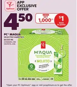 Loblaws PC MAQUA, 6X355 ML offer