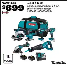 RONA MAKITA Set of 6 tools offer