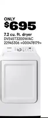 RONA SAMSUNG 7.2 cu. ft. dryer offer