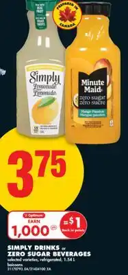 No Frills SIMPLY DRINKS or ZERO SUGAR BEVERAGES, 1.54 L offer