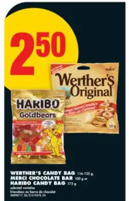 No Frills WERTHER'S CANDY BAG ,116-135 g, MERCI CHOCOLATE BAR, 100 g or HARIBO CANDY BAG, 175 g offer