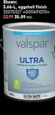 RONA VALSPAR Ultra interior paint 3.66-L, eggshell finish offer