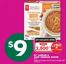 No Frills PC LARDON & AGED CHEDDAR QUICHE, 575 g offer