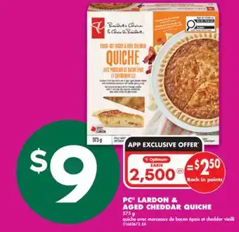 No Frills PC LARDON & AGED CHEDDAR QUICHE, 575 g offer