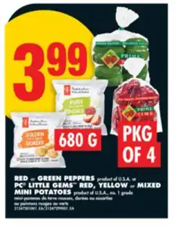 No Frills RED or GREEN PEPPERS, PKG OF 4 or PC LITTLE GEMS RED, YELLOW or MIXED MINI POTATOES, 680 G offer