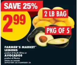 No Frills FARMER'S MARKET LEMONS, 2 LB BAG OR AVOCADOS, PKG OF 5 offer