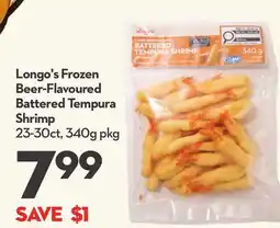 Longo's Frozen Beer-Flavoured Battered Tempura Shrimp offer