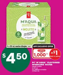 No Frills PC M'AQUA FLAVOURED SPARKLING WATER, 6x355 mL offer