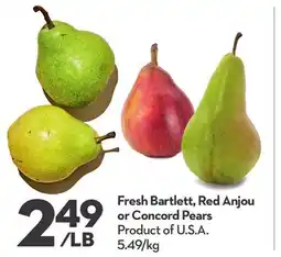 Longo's Fresh Bartlett, Red Anjou or Concord Pears offer