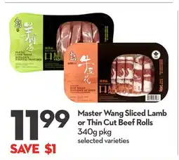 Longo's Master Wang Sliced Lamb or Thin Cut Beef Rolls offer