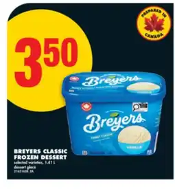No Frills BREYERS CLASSIC FROZEN DESSERT, 1.41 L offer