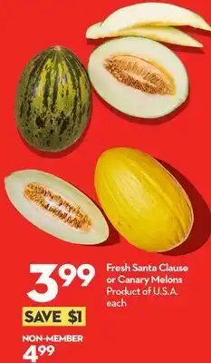 Longo's Fresh Santa Clause or Canary Melons offer