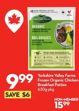 Longo's Yorkshire Valley Farms Frozen Organic Chicken Breakfast Patties offer