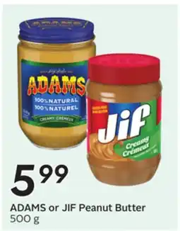 Sobeys ADAMS or JIF Peanut Butter offer