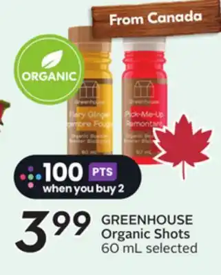 Sobeys GREENHOUSE Organic Shots offer