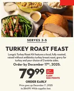Longo's TURKEY ROAST FEAST offer