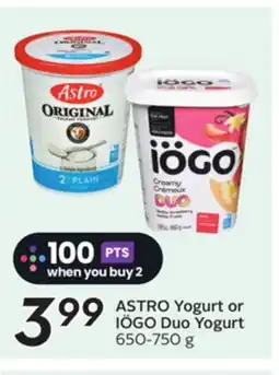 Sobeys ASTRO Yogurt or IÖGO Duo Yogurt offer