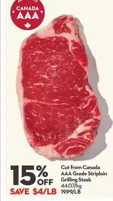 Longo's Cut from Canada AAA Grade Striploin Grilling Steak offer