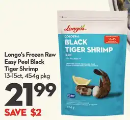 Longo's Longo's Frozen Raw Easy Peel Black Tiger Shrimp offer