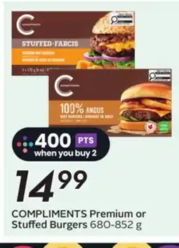 Sobeys COMPLIMENTS Premium or Stuffed Burgers offer