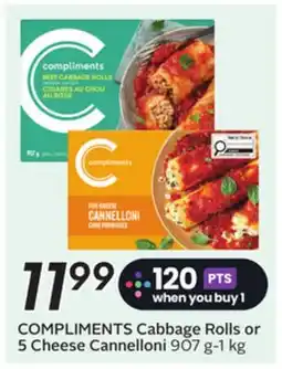 Sobeys COMPLIMENTS Cabbage Rolls or 5 Cheese Cannelloni offer