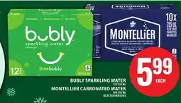 Food Basics BUBLY SPARKLING WATER OR MONTELLIER CARBONATED WATER offer