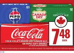Food Basics COCA-COLA, CANADA DRY GINGER ALE OR PEPSI SOFT DRINKS offer