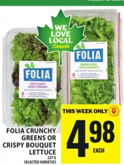 Food Basics FOLIA CRUNCHY GREENS OR CRISPY BOUQUET LETTUCE offer