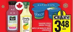 Food Basics DANONE OÎKOS GREEK YOGURT, SIMPLY OR MINUTE MAID LEMONADE offer