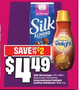Chalo FreshCo Silk Beverage 1.75-1.89 L Selected Varieties International Delight Coffee Whitener 946 mL offer