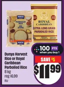 Chalo FreshCo Dunya Harvest Rice or Royal Caribbean Parboiled Rice 8 kg offer