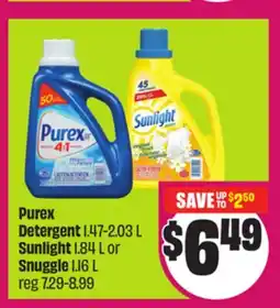 Chalo FreshCo Purex Detergent 1.47-2.03 L Sunlight 1.84 L or Snuggle 1.16 L offer