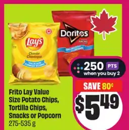 Chalo FreshCo Frito Lay Value Size Potato Chips, Tortilla Chips, Snacks or Popcorn 275-535 g offer
