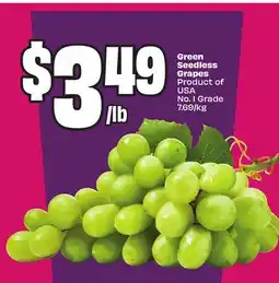 Chalo FreshCo Green Seedless Grapes Product of USA No. 1 Grade 7.69/kg offer