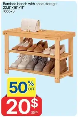 Rossy Bamboo bench with shoe storage offer