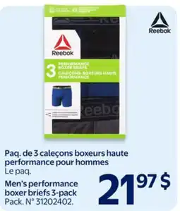 Walmart Reebok Men's performance boxer briefs 3-pack offer