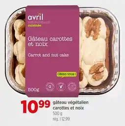 Avril Gâteau végétalien carottes et noix offer