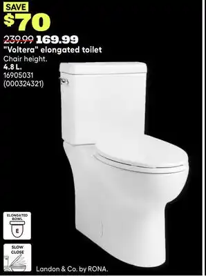 RONA LONDON & CO. by RONA Voltera elongated toilet offer