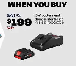 RONA 18-V battery and charger starter kit offer